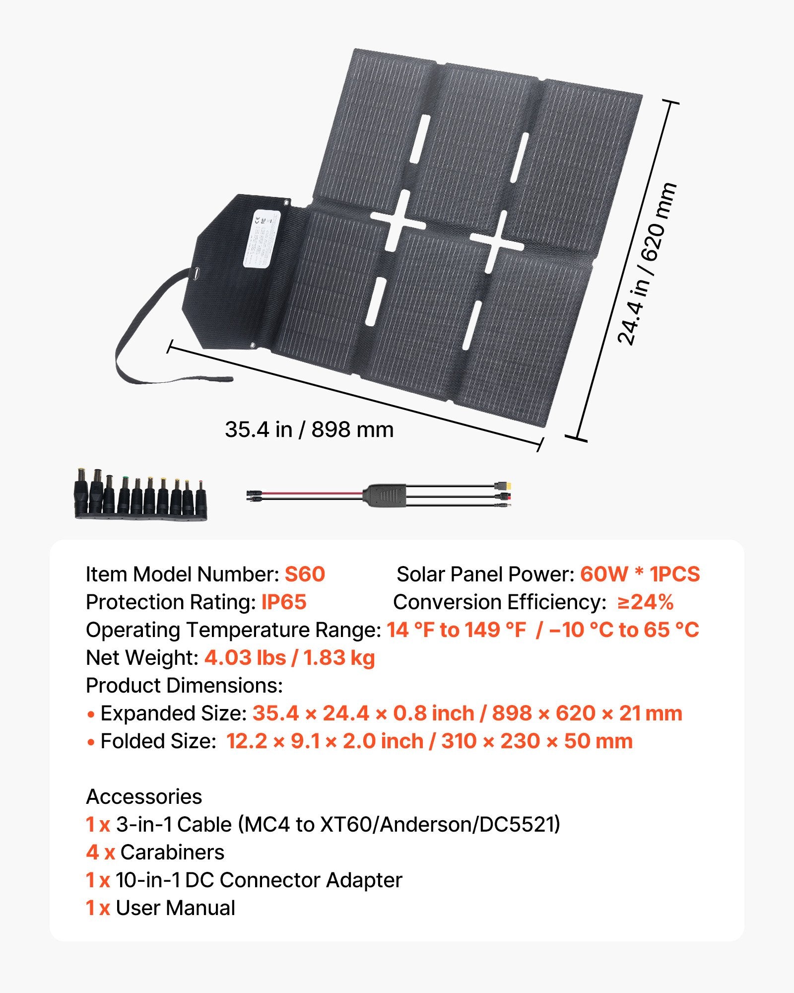 VoltCore Helios 60W Foldable Solar Panel | 16BB N-Type, 24% Efficiency