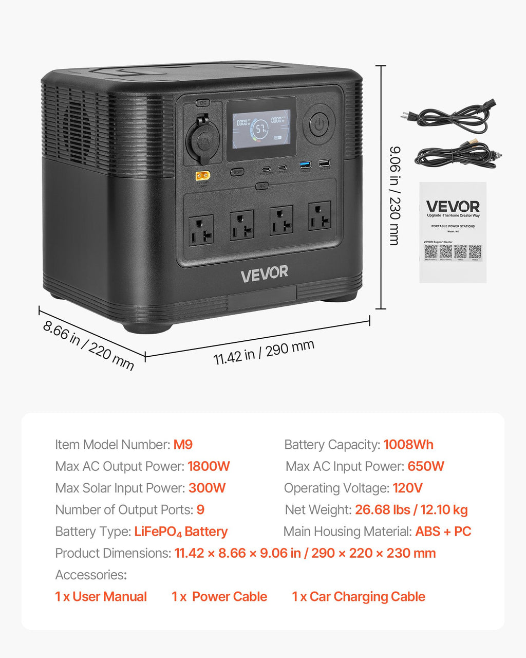 VoltCore 1800 Portable Power Station | 1,800W, 1,008Wh