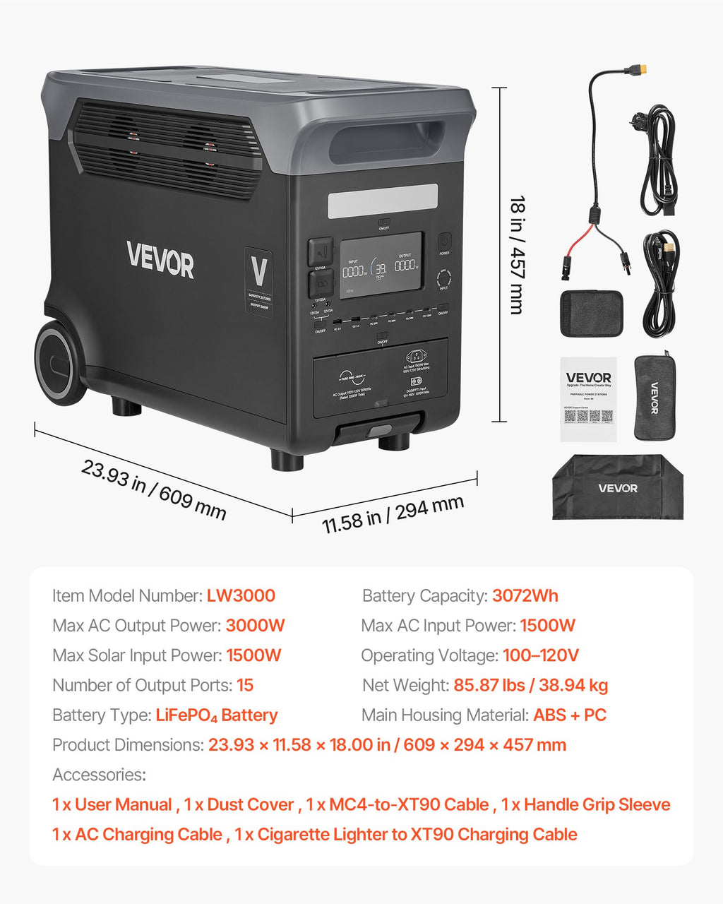 VoltCore 3000 Elite Portable Power Station | 3,000W, 3,072Wh