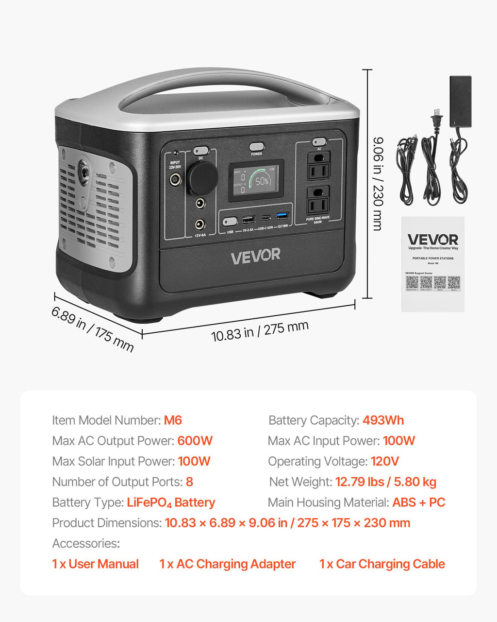 VoltCore 600 Compact Portable Power Station | 600W, 493Wh
